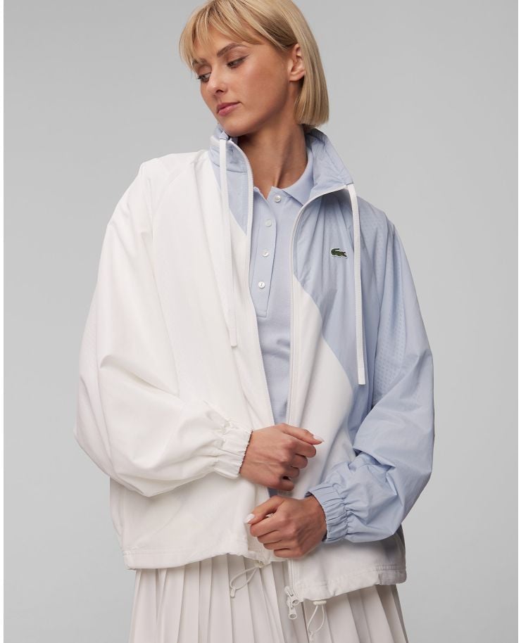 Sweat-shirt à capuche blanc et bleu pour femmes Lacoste BF6949