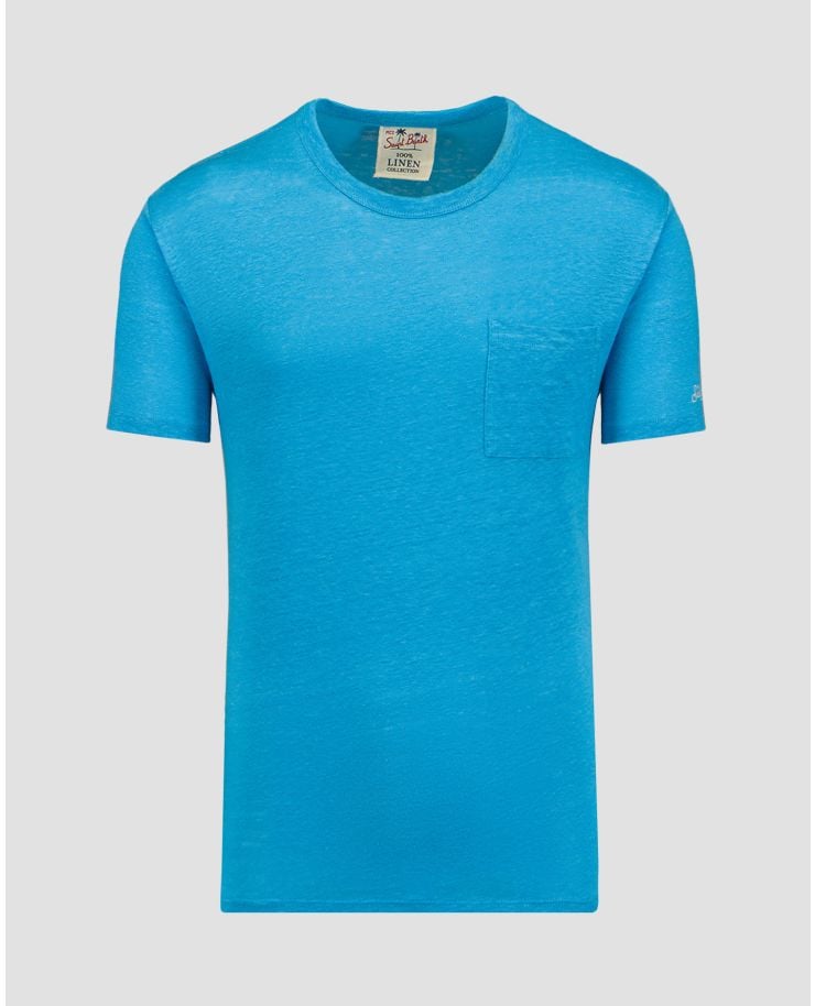 T-shirt blu di lino da uomo MC2 Saint Barth