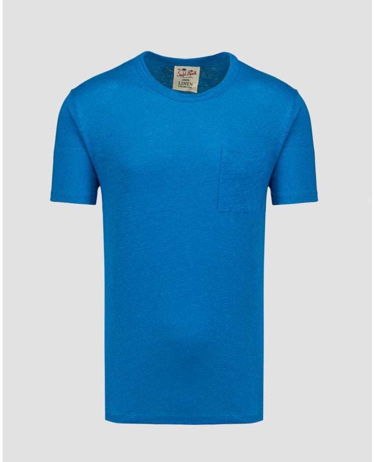 Niebieski T-shirt lniany męski MC2 Saint Barth