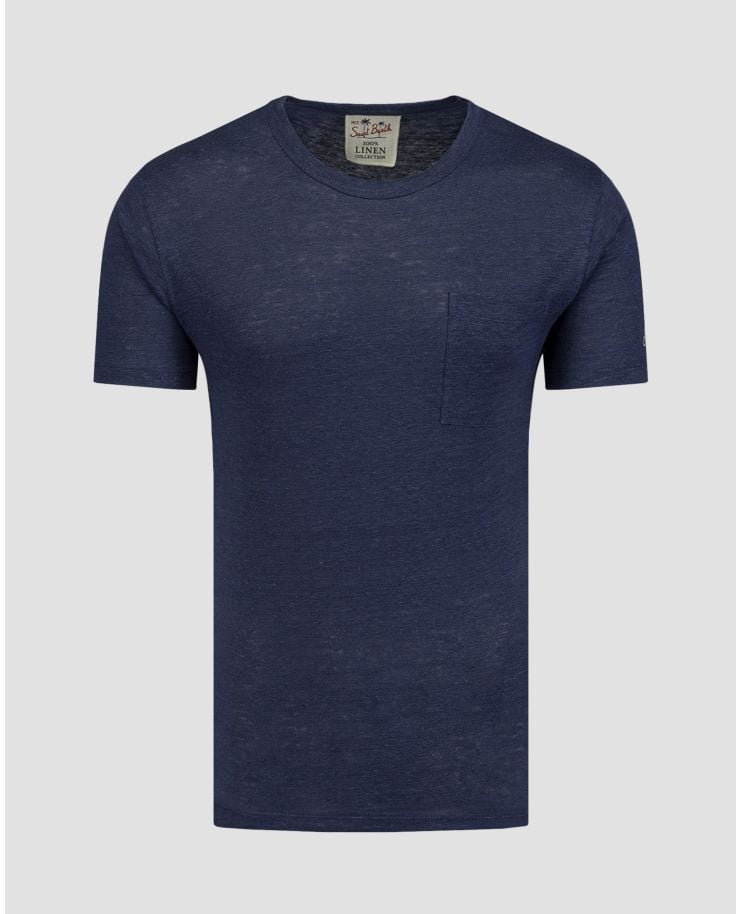 T-shirt blu scuro in lino da uomo MC2 Saint Barth