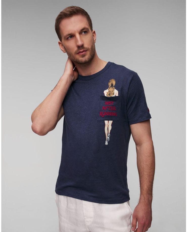 Granatowy T-shirt lniany męski MC2 Saint Barth