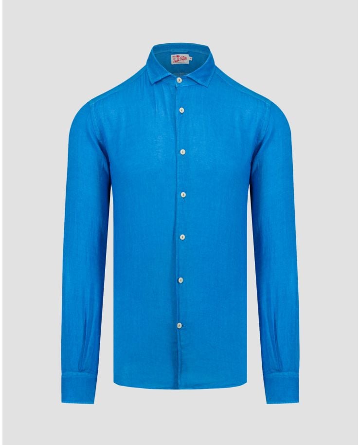 Camicia blu di lino da uomo MC2 Saint Barth