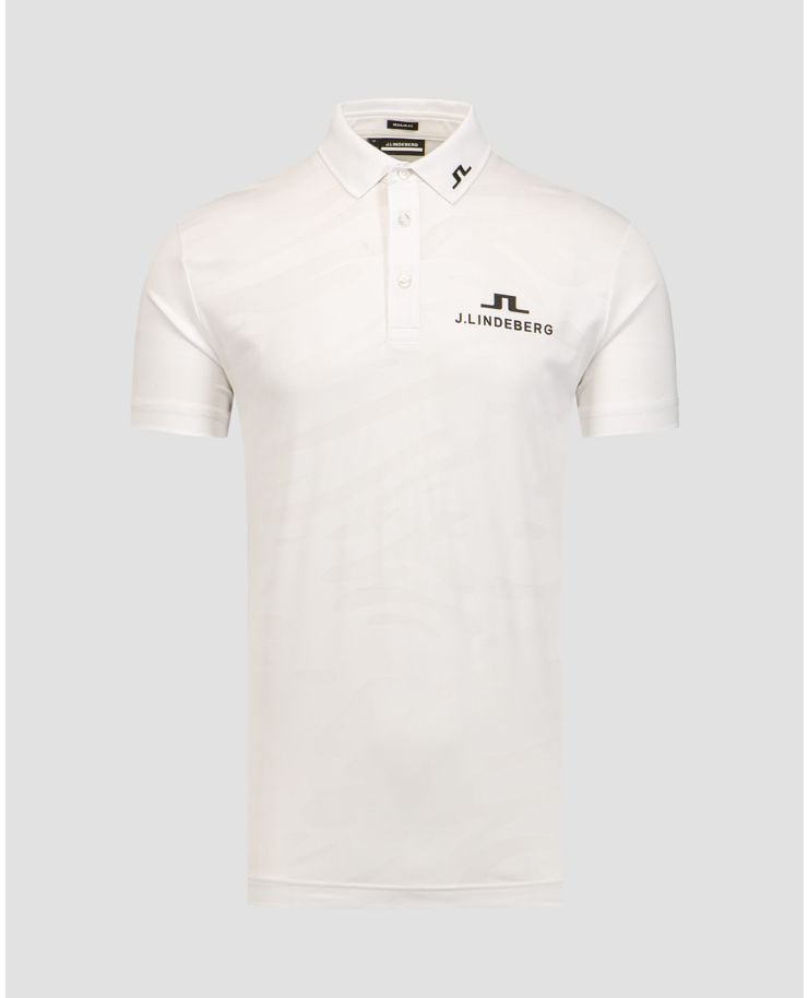 Tricou polo alb pentru bărbați J.Lindeberg Mat Tour Golf Polo