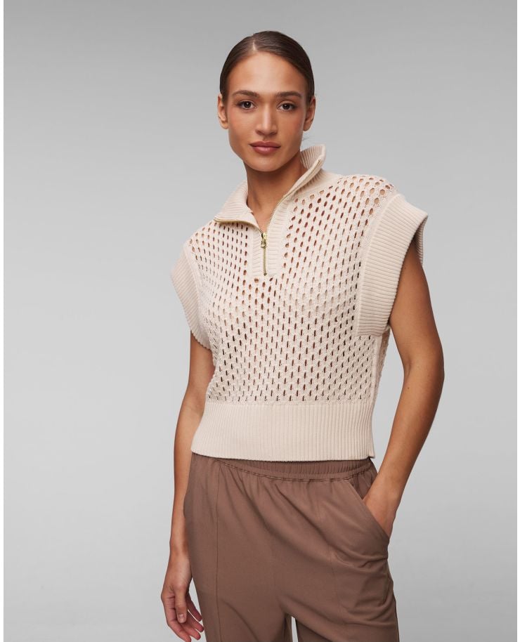 Women's beige vest Varley Gaines Half Zip Knit 