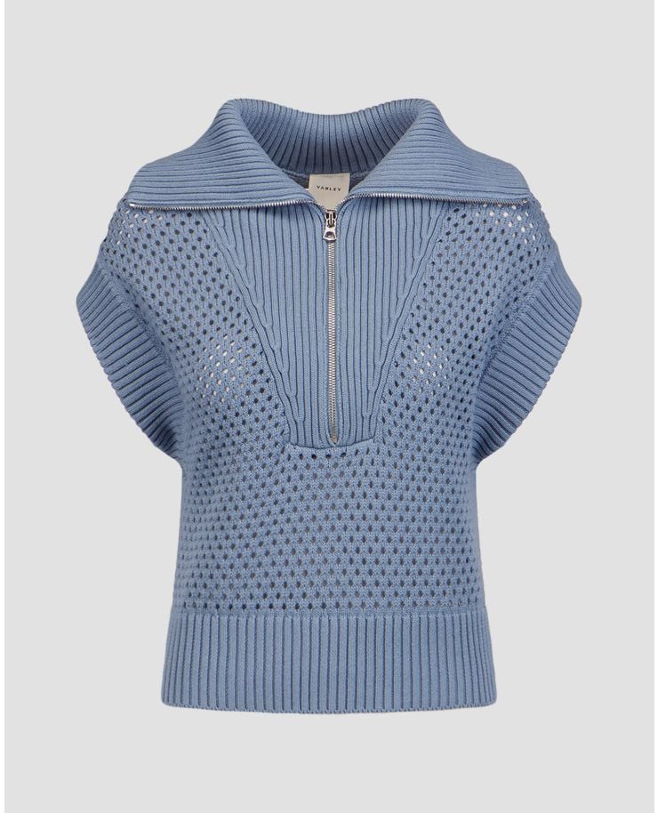 Bluză albastră pentru femei Varley Mila Half Zip Knit
