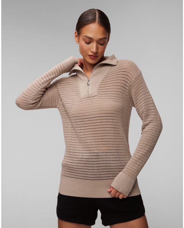 Women's brown sweatshirt Varley Billie Half Zip Knit