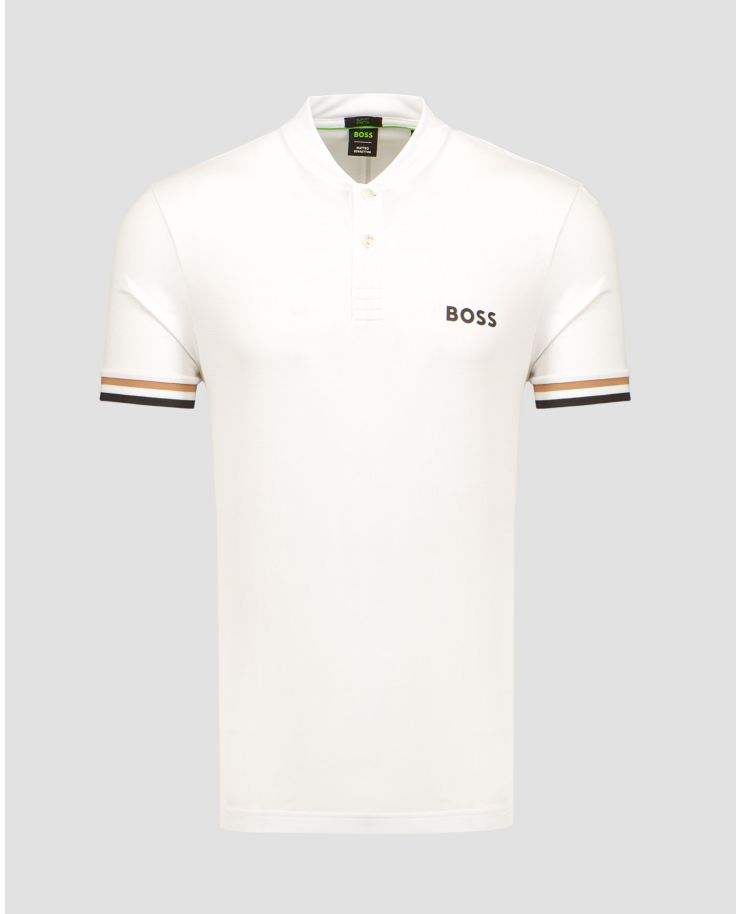 Tricou polo alb pentru bărbați Hugo Boss x Matteo Berrettini Pariq