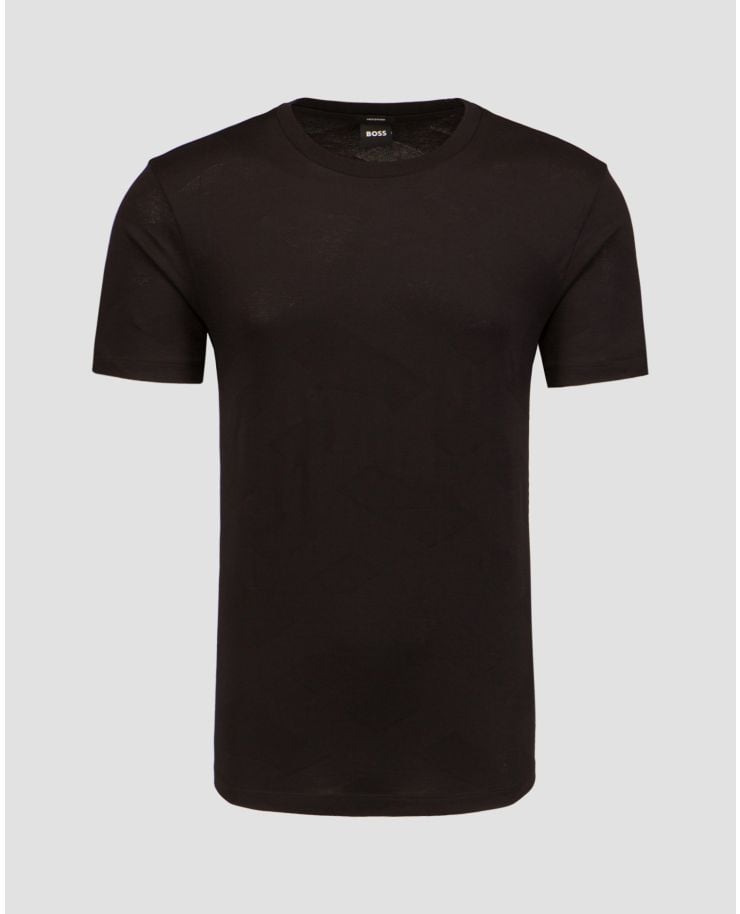 T-shirt nera da uomo con monogrammi Hugo Boss Tiburt