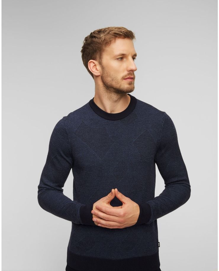 Men's navy blue wool jumper Hugo Boss Motivo