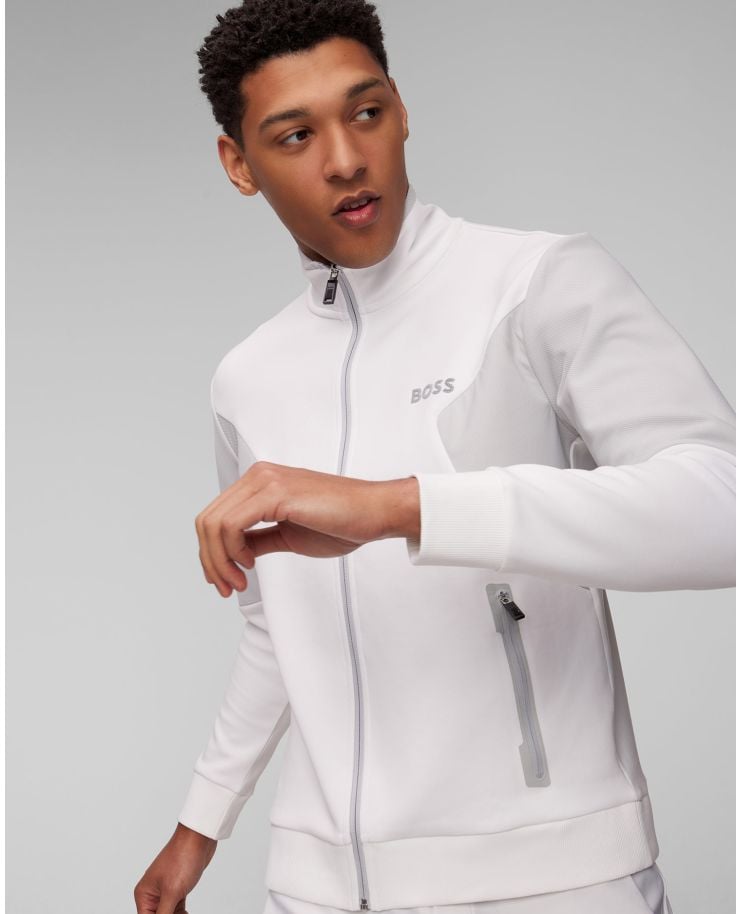 Men’s white open sweatshirt Hugo Boss Skaz