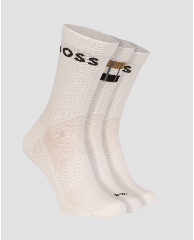 Hugo Boss 3P QS Rib Stripe Herrensocken in Weiß
