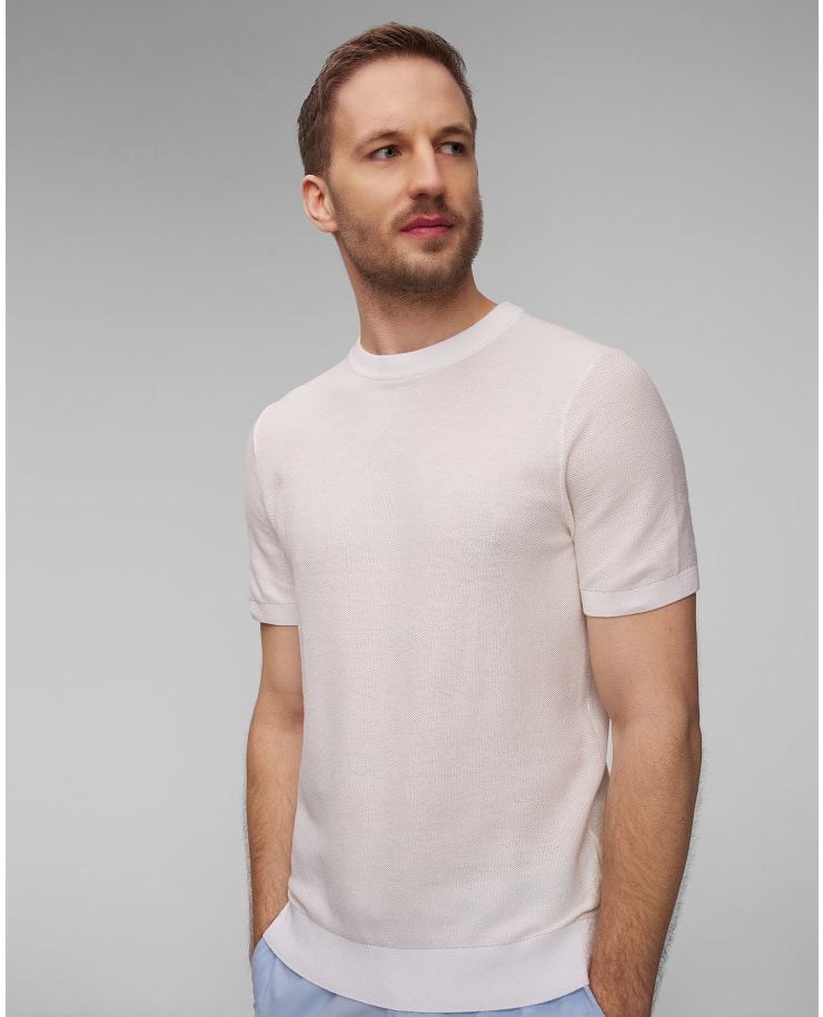 Pull à manches courtes blanc pour hommes Hugo Boss Tantino