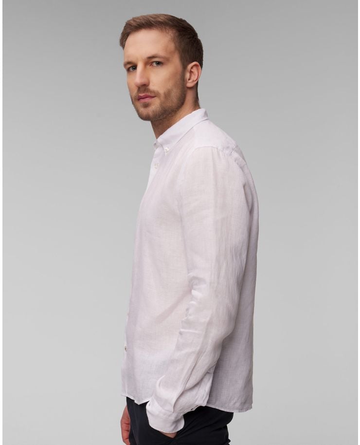 Hugo Boss S LIAM Herren-Leinenhemd in Weiß
