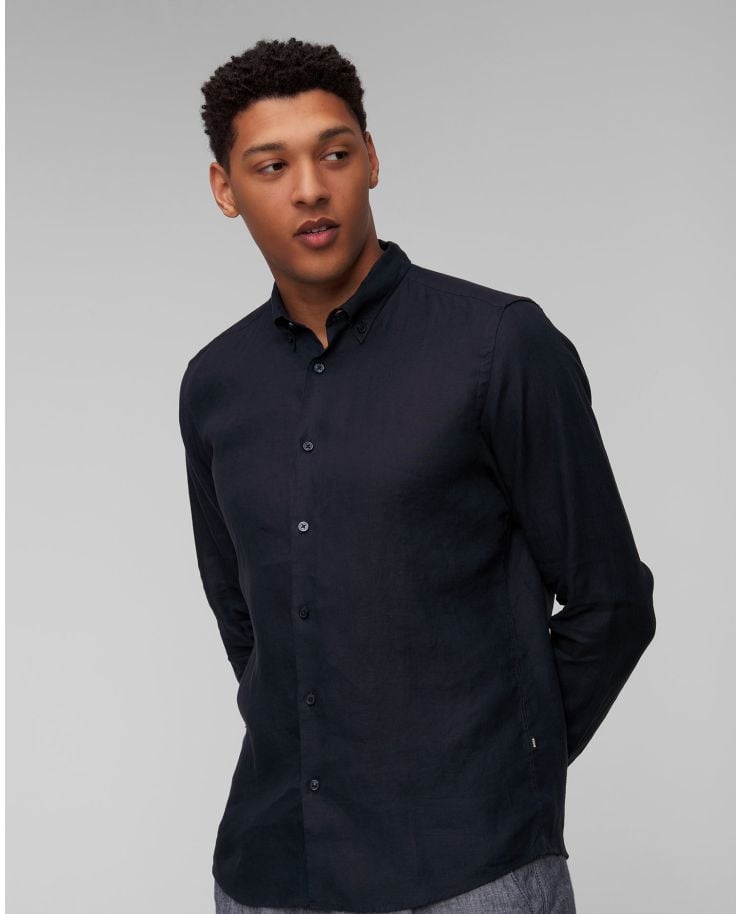 Men's navy blue linen shirt Hugo Boss S LIAM