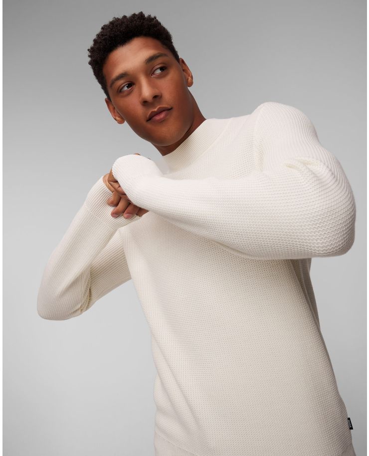 Maglione bianco con lana da uomo Hugo Boss H-Derano