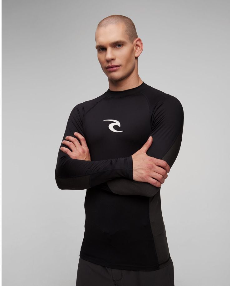 Čierne pánske plavecké tričko s dlhým rukávom Rip Curl Waves Upf Perf L/S
