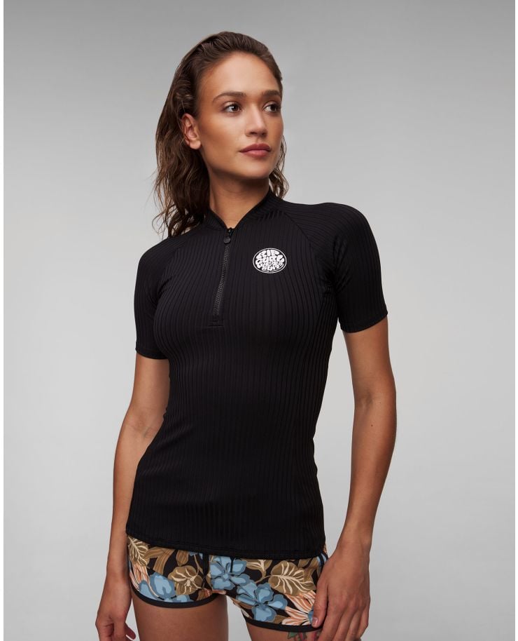 Czarna koszulka do pływania damska Rip Curl Premium Surf 1/4 Zip Upf S/S
