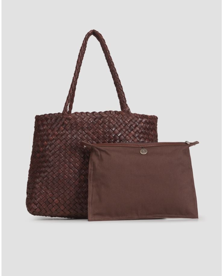 Weaved leather Dragon Diffusion Vintage Mesh Tote brązowa