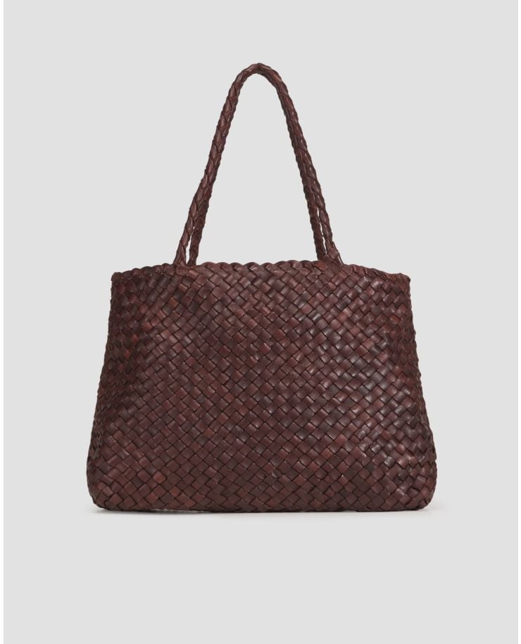 Weaved leather Dragon Diffusion Vintage Mesh Tote brązowa