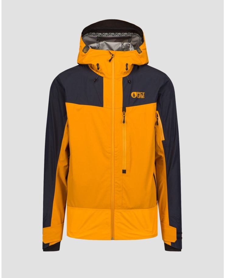 Pánská hardshellová zimní lyžařská bunda Picture Organic Clothing Broader 3L 20/20 v Tmavě Modrém a Oranžovém Barevném Odstínu