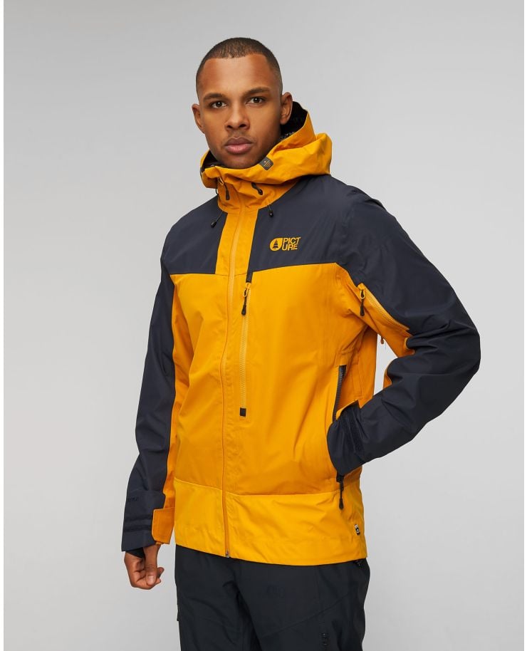 Pánská hardshellová zimní lyžařská bunda Picture Organic Clothing Broader 3L 20/20 v Tmavě Modrém a Oranžovém Barevném Odstínu