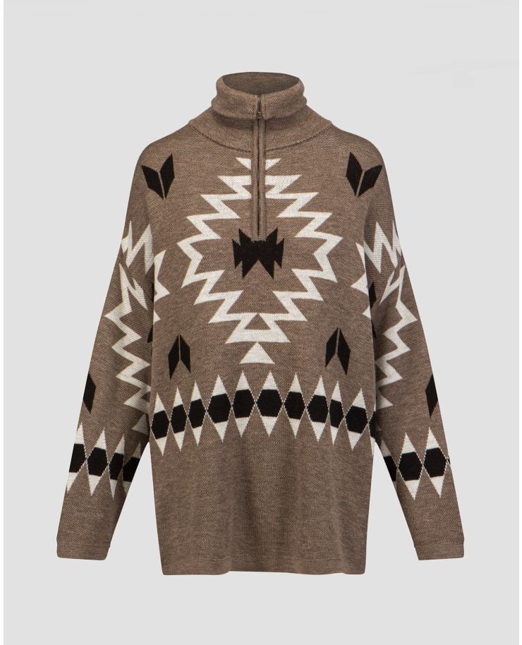 Brązowy sweter wełniany damski We Norwegians Háldi