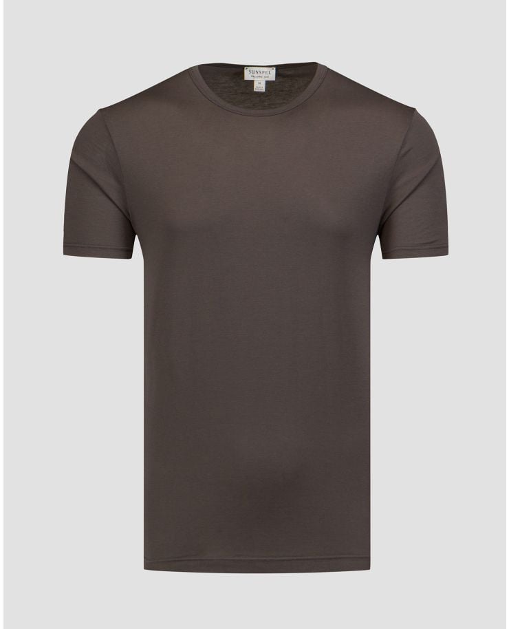 Brązowy t-shirt męski Sunspel