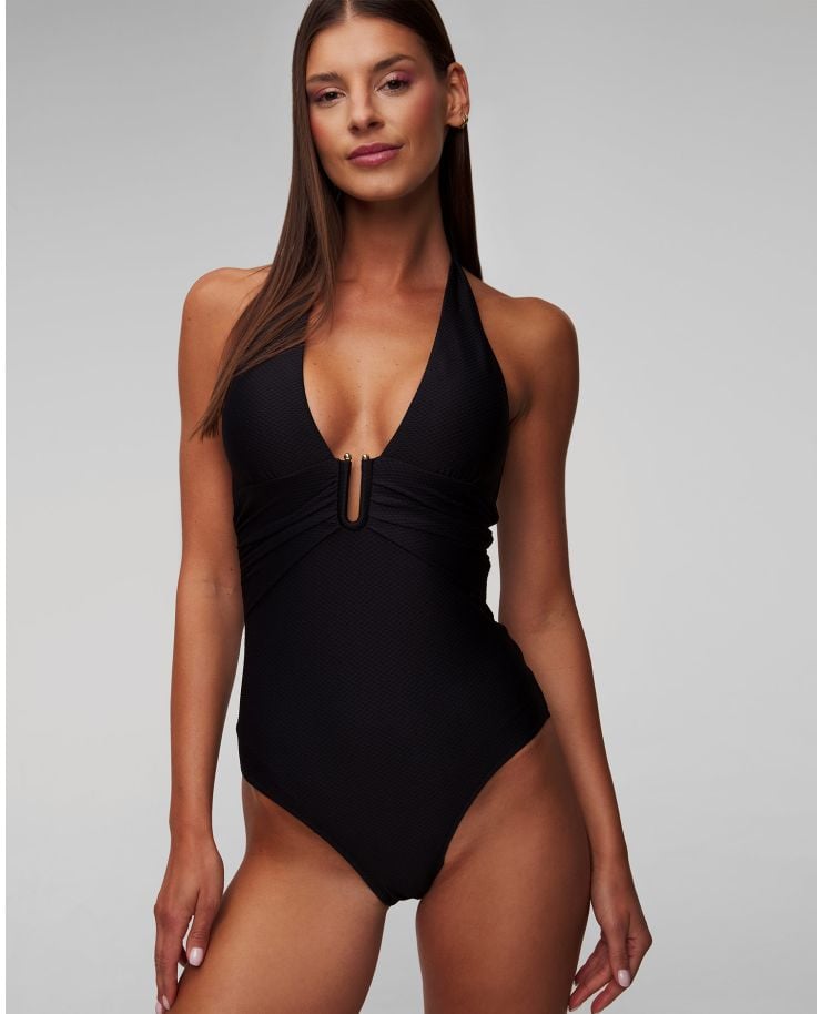 Czarny jednoczęsciowy strój kąpielowy damski Heidi Klein Core u-bar