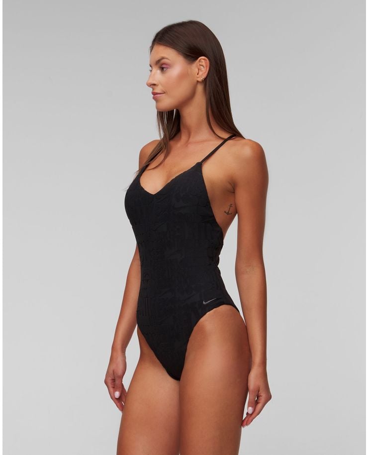 Czarny jednoczęściowy strój kąpielowy damski Nike Swim Nike Retro Flow Terry Terry