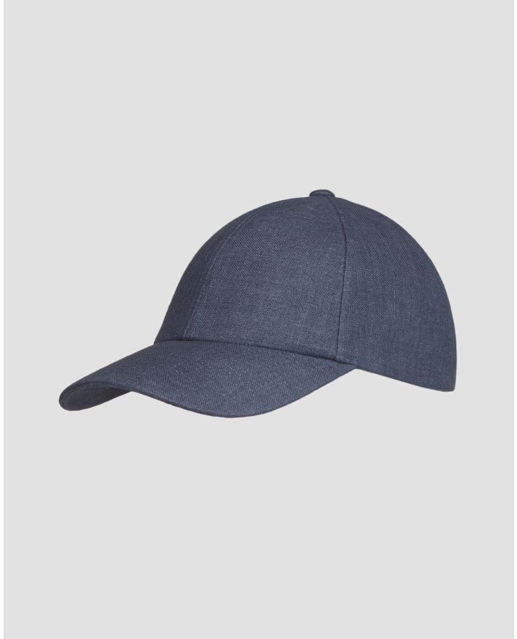 Niebieska lniana czapka z daszkiem Varsity Linen