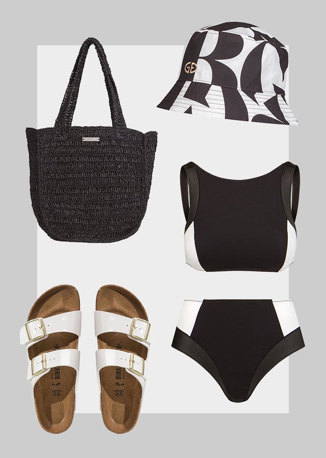 High-waisted swimwear to emphasize the figure