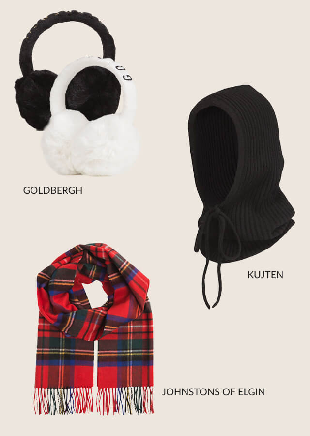 Accessories for winter: scarves, balaclava and earmuffs